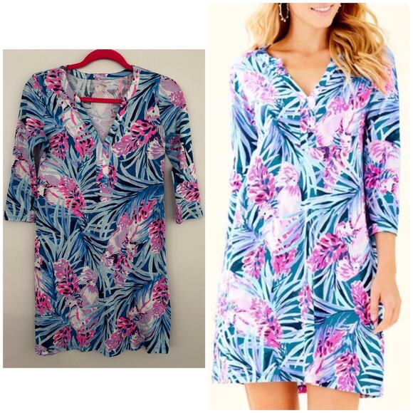 Lilly Pulitzer Daphne Dress in Mr. Peacock Blue Tweethearts - Picture 1 of 7
